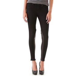 Rag & Bone Women’s Jodhpur Leather Insets Skinny Jeans In Midnight  Size 28 $298